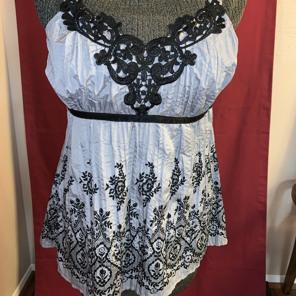 Apt 9 - Sleeveless Tank Blouse, Ribbon Tie Back, Side Zip